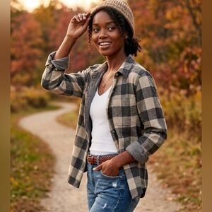 Faherty Legend Sweater Shirt | Gray Buffalo Check Plaid | Medium